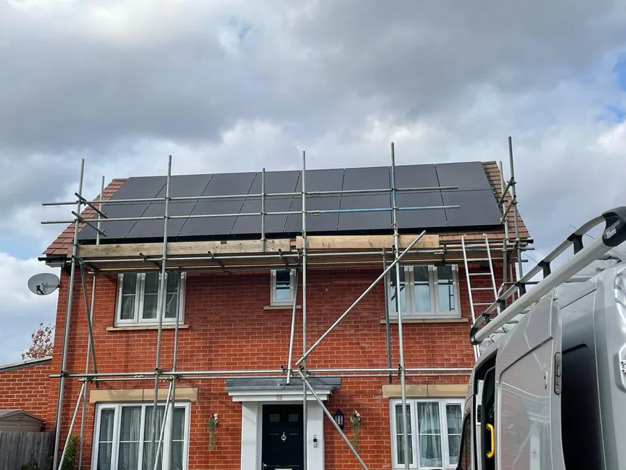 Solar panel installation on a roof in Frinton-on-Sea, Essex